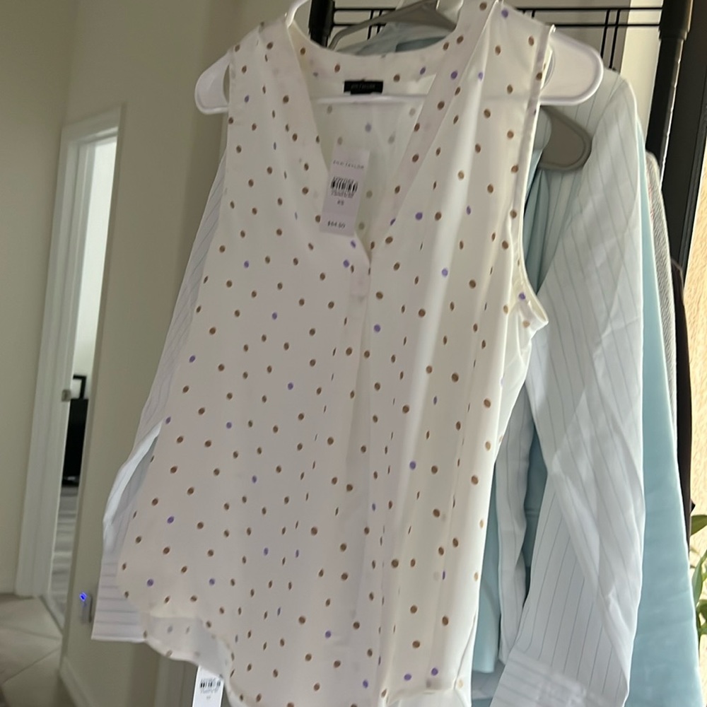 Ann Taylor spring to summer dress polka dot tank blouse